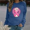 thumbnail image 2 of Jinhomg Womens Cute Breast Cancer Sweatshirt Comfy Long Sleeve Pink Ribbon Print Tops Casual Loose Fall Winter Pullovers Blue M, 2 of 5