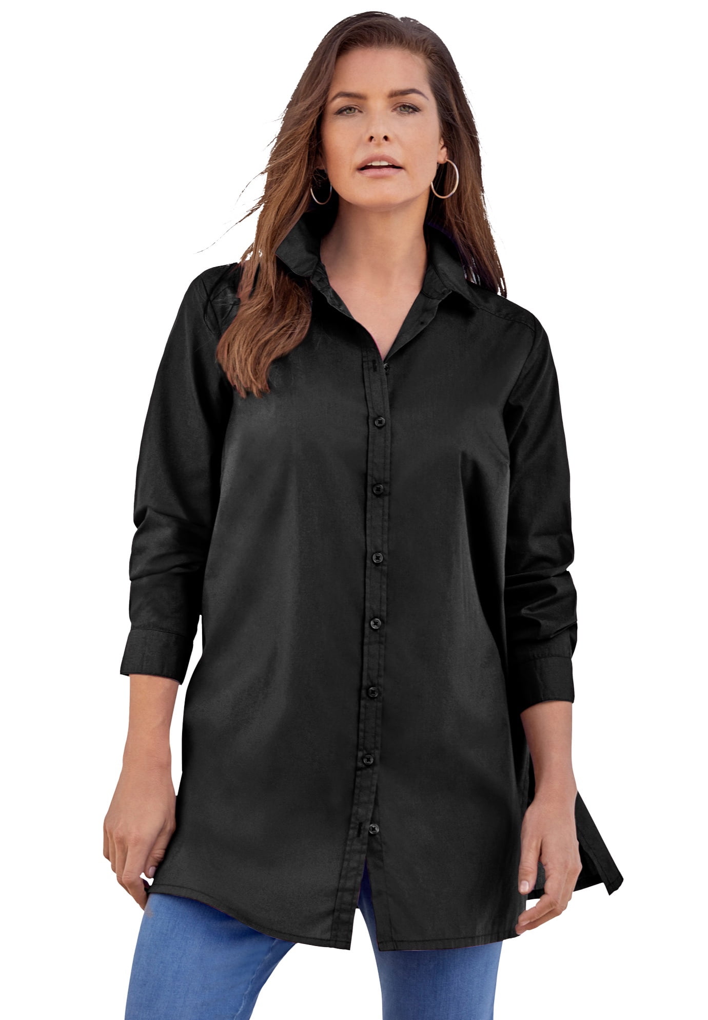 Roaman's Roaman's Women's Plus Size Kate Tunic Big Shirt Button Down
