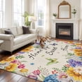 thumbnail image 3 of Spring Wildflowers Area Rug 5x8 Washable Rug Non Slip Watercolor Tulip Floral Leaf Plant Beige Large Area Rug Soft Stainresistant Indoor Floor Carpet for Living Room Bedroom Home Office Dining Room, 3 of 8