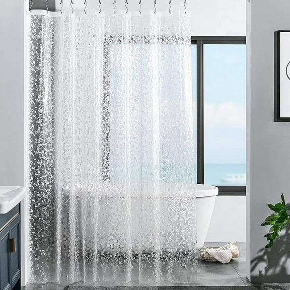 EVA Clear Thin Shower Curtain Liner, Pebble Pattern 71x71 Inch Lightweight Plastic Bathroom Shower Showroom Inner Curtain