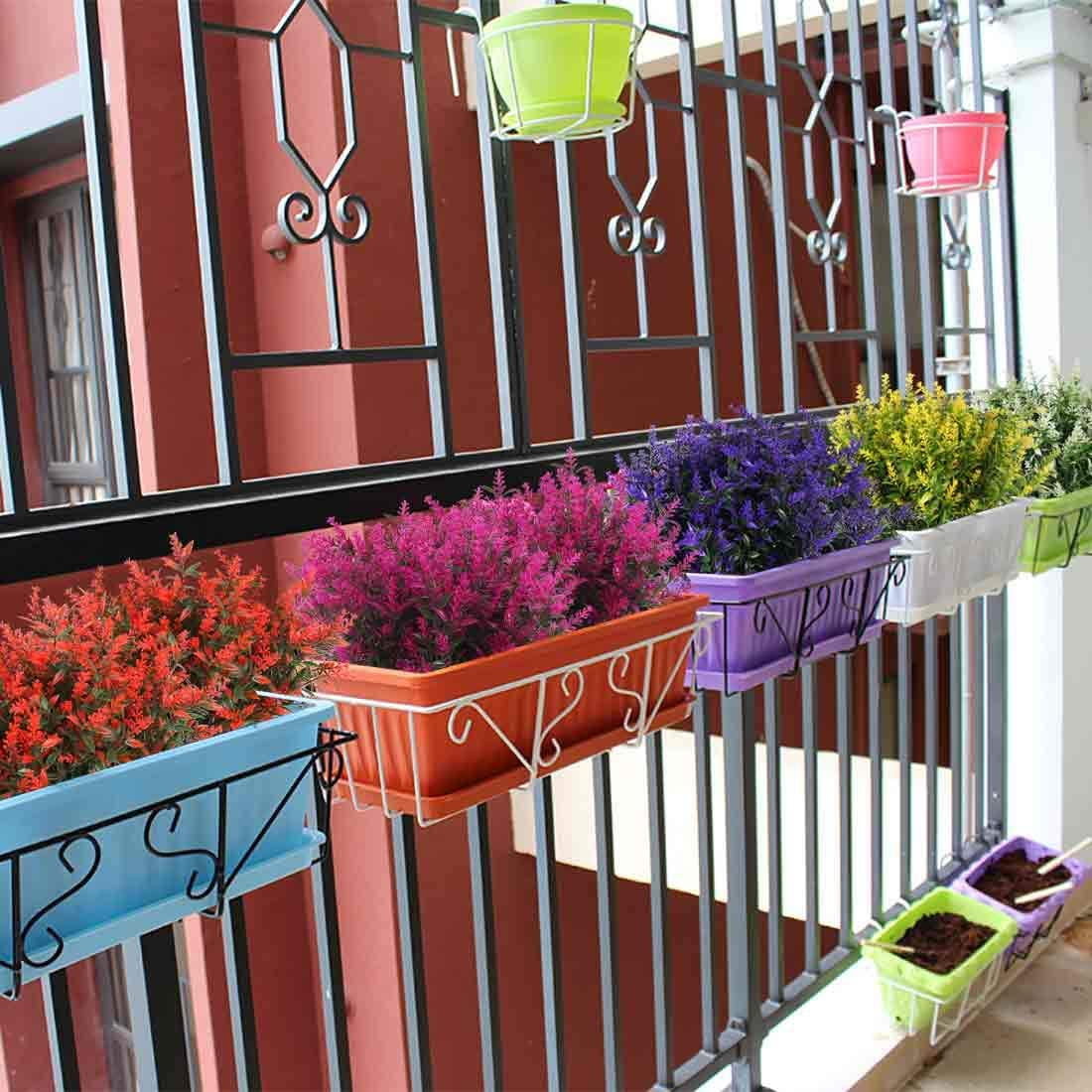 RECUTMS Artificial Flowers Plants Lavender Fake Shrubs Flowers Indoor Outside Hanging Decorations(Purple)