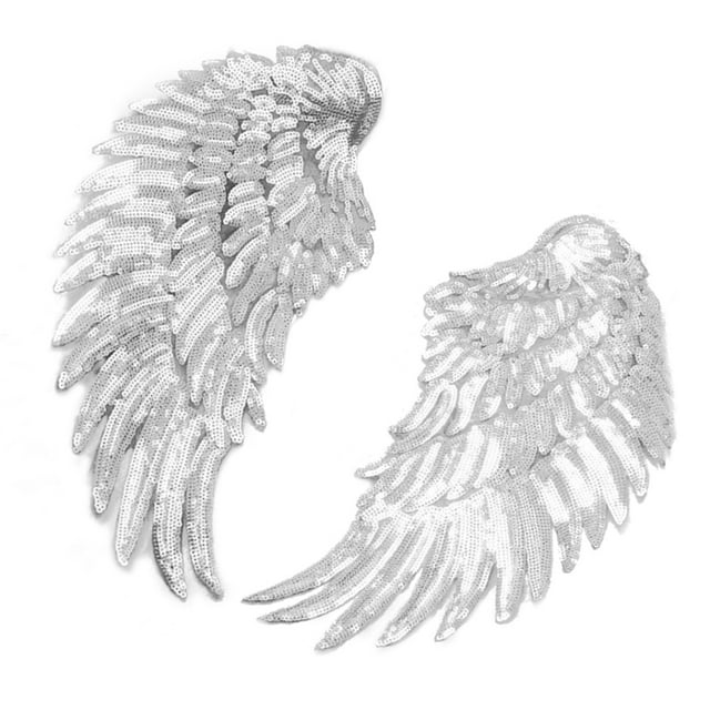 Parches de lentejuelas con alas de ángel, 2 piezas, parches bordados con lentejuelas y alas de ángel, parches de tela, verdadera excelencia Jadeshay A