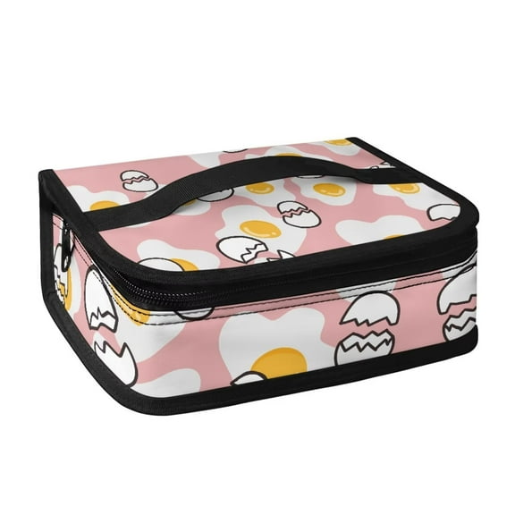 KUIFORTI Lunch Bag Insulated Lunch Pouch Reusable Food Container Travel Hiking Camping Handbag with Pocket, Poached Egg Print