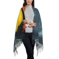 thumbnail image 3 of Cauagu Rainbow Sausages On Dark Slate Print Women Wrap Shawl tassels Scarves Retro Scarf 77.6"X28.3", 3 of 8