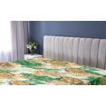thumbnail image 5 of Ambesonne Floral Fitted Sheet, Bicolour Flowers Dotted Art, King Size, Green and Amber, 5 of 5
