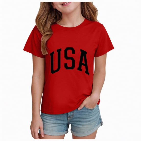 Little Girls Toddler Cotton Blend T-Shirts Bunny 24 Months 2t 3t 4t 5t 6t 7t Graphic Short Sleeve Cute Casual Summer Tops Gibobby,5-6 Years,Red