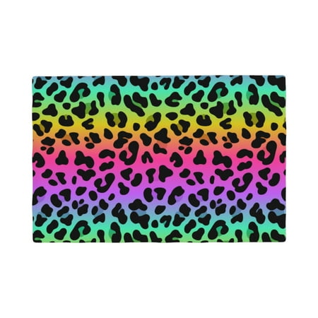 

Placemats Set of 6 Rainbow leopard colorful fashion Place mats for Dining Table Indoor/Outdoor Cute Heat Resistant Washable Table Mats(18 x 12 )
