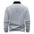 thumbnail image 4 of ZCFZJW Quarter Zip up Pullover Tops for Men Big and Tall Regular Fit Casual Fall Long Sleeve Basic Athletic T-Shirts Fashion Collared Tee Shirts Gray L, 4 of 8