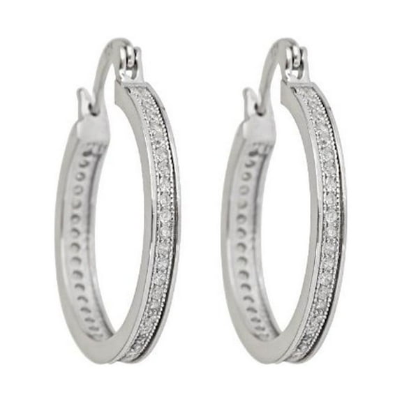 Decadence Sterling Silver Cubic Zirconia Micropave Hoops