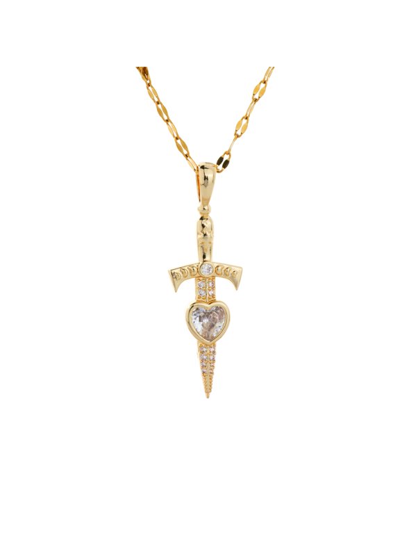 Punk Sword Dagger Pendant Necklace Gold Silver Plated Gothic Personalized Mini Knife Cross Chain Necklace for Women Men Minimalist Hip Hop Party Halloween Cosplay Fashion Jewelry Gifts