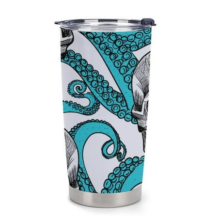 

ANYWAY.GO Thermal Insulation Coffee Travel Mug with Lid Spill Proof Skull Tentacles Octopus Pattern Portable Thermal Thermal Cup for Car 20oz