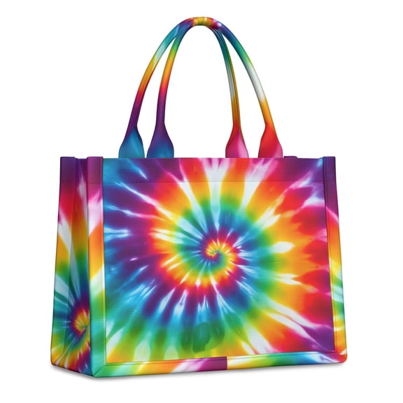 Large Capacity Tote Bag,Colorful Rainbow Tie Dye Spiral Pattern Handbag Fashion Luxury Tote Bag,15.7"x13"x 5.1" Inches,Laptop Compatible