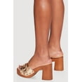 thumbnail image 3 of Women's Metallic Studded Detail Wooden Platform Block Heel Sandals, 3 of 3