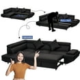 Contemporary Sectional Modern Sofa Bed Black With Functional Armrest