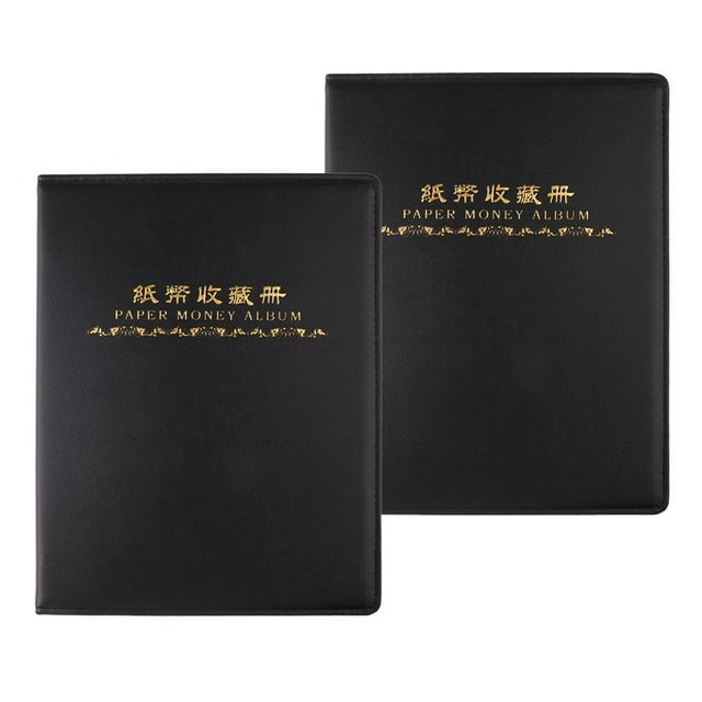 2 Piezas De Cuero Colección De Monedas De Papel Colección De Almacenamiento De Soporte Para álbumes 60 Bolsillos Baoblaze Álbum de colección de billetes