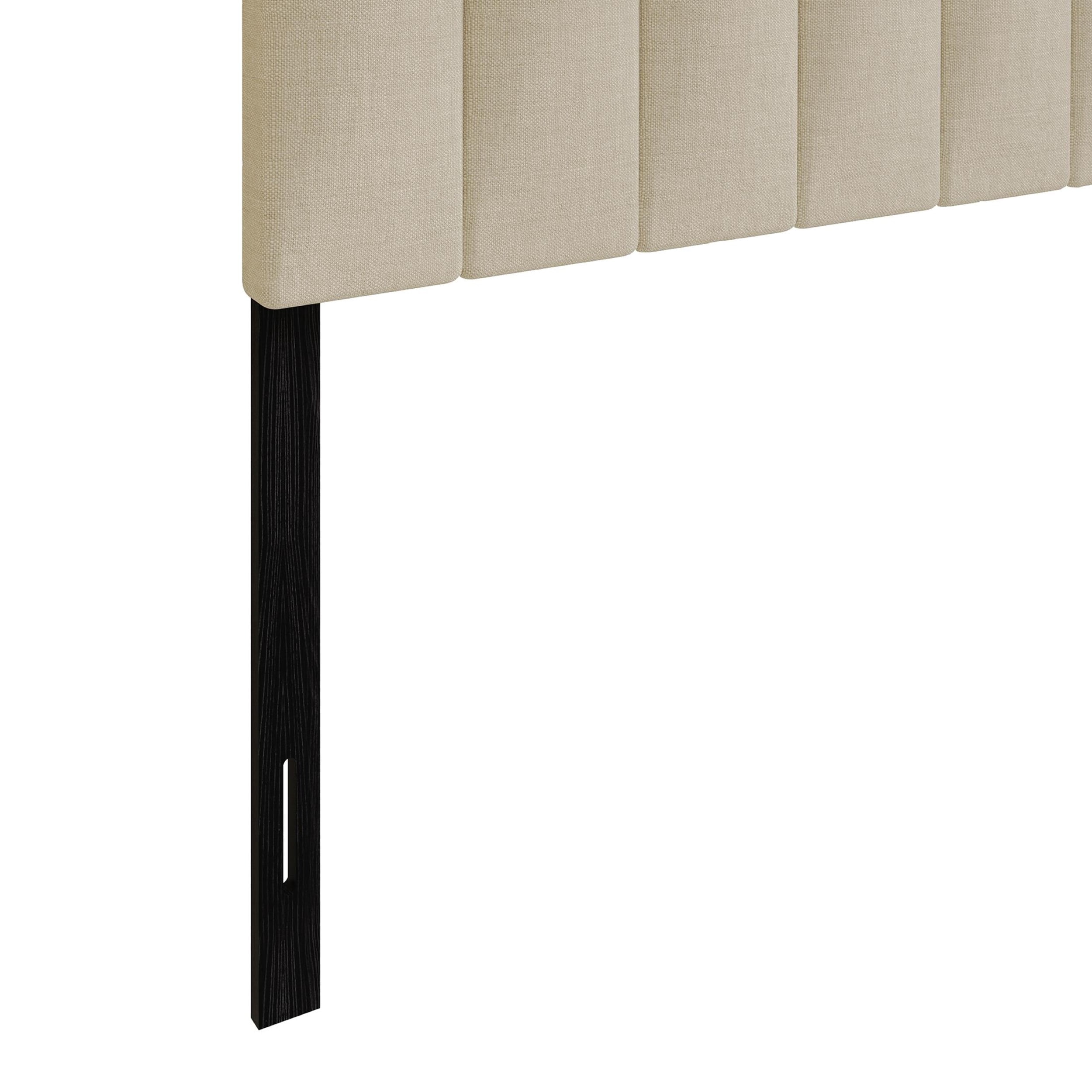 Home Design Dennis Full Upholstered Headboard with Vertical Channel Design, Adjustable Height, Beige