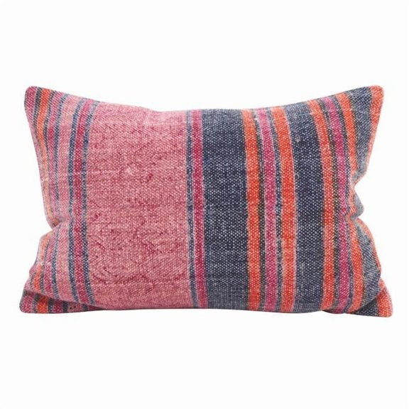 SARO 8414.M1220B 12 x 20 in. Boheme Rectangle Boho Stripes Down Filled Throw Pillow - Multi Color