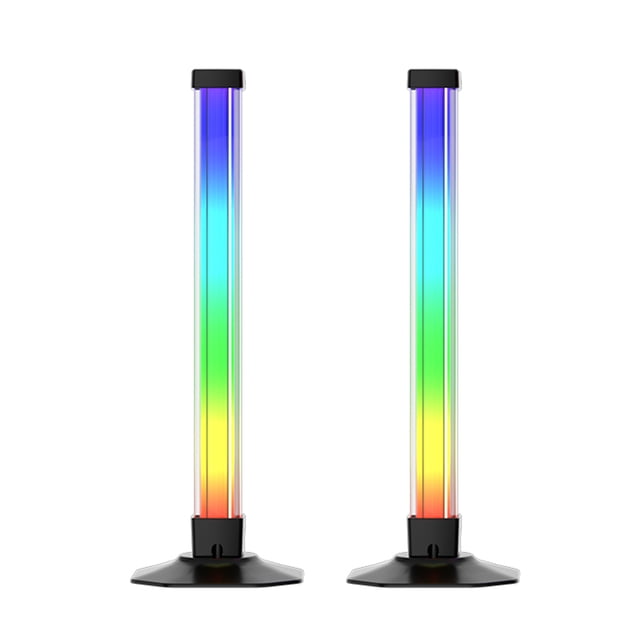 yeacher Lumières de Jeu LED Activées par le Son à 360° RGB avec Télécommande USB Bluetooth et IR, Paquet Double, Design Carré (DX24016-32CM-BT)