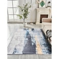 thumbnail image 2 of Resenkos Abstract Design Gray Blue Yellow Machine Washable Super Soft Area Rug, Modern Carpet for Bedroom Dining Room Farmhouse Home Office, 2 of 11