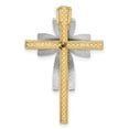 thumbnail image 4 of FB Jewels 14K White and Yellow Two Tone Gold Cross with White Starburst Center 2D Pendant, 4 of 4