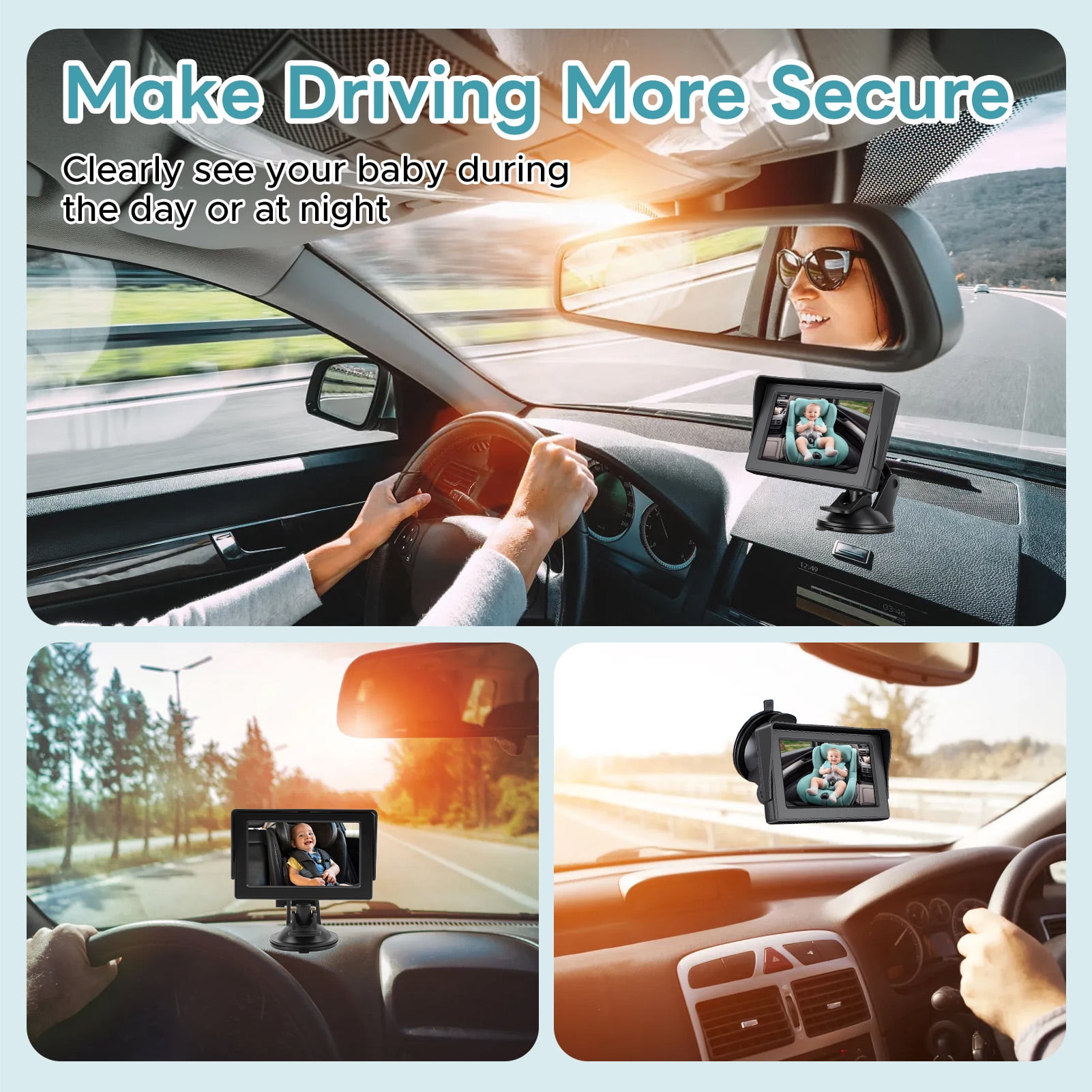 Camera for Car Baby Monitor Baby Car Camera,4.3 Inch IPS Screen 150 Wide Viewing Angle 360 Rotation Rear Facing Seat Mirror with Night Vision,for Infants Kids Toddlers Easy Installation Seat Camera