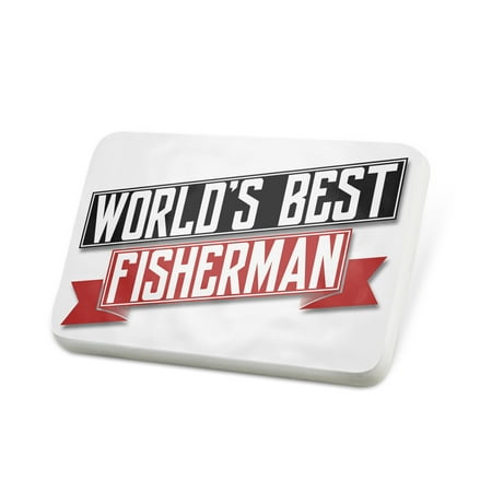 Porcelein Pin Worlds Best Fisherman Lapel Badge – (Best Fisherman In The World)