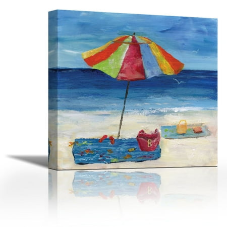 Bright Beach Umbrella I Contemporary Fine Art Giclee On Canvas Bright Beach Umbrella I Contemporary Fine Art Giclee On Canvas Gallery Wrap Wall Décor
