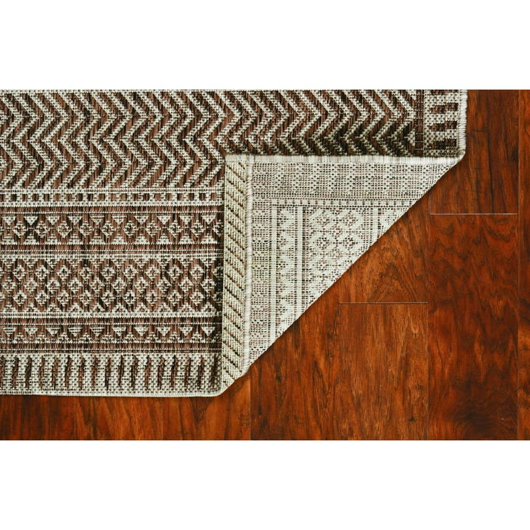 5'X7' Mocha Machine Woven Uv Treated Tribal Indoor Outdoor Area Rug 5'X7' Mocha Machine Woven Uv Treated Tribal Indoor Outdoor Area Rug
