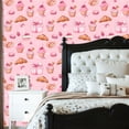 thumbnail image 2 of Pink Peel and Stick Wallpaper Pink Sweet Treats Cupcakes Macarons Croissants Spring Wall Mural 23.6in x 9.8ft Self Adhesive Removable Wall Paper Renter Friendly Wallpaper for Girls Bedroom Nursery, 2 of 8