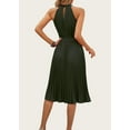 thumbnail image 4 of FreshPretty Women's Summer Sleeveless Halter Neck Pleated Midi Cocktail Dresses A Line Flowy Beach Sun Dress with Belt, 4 of 6