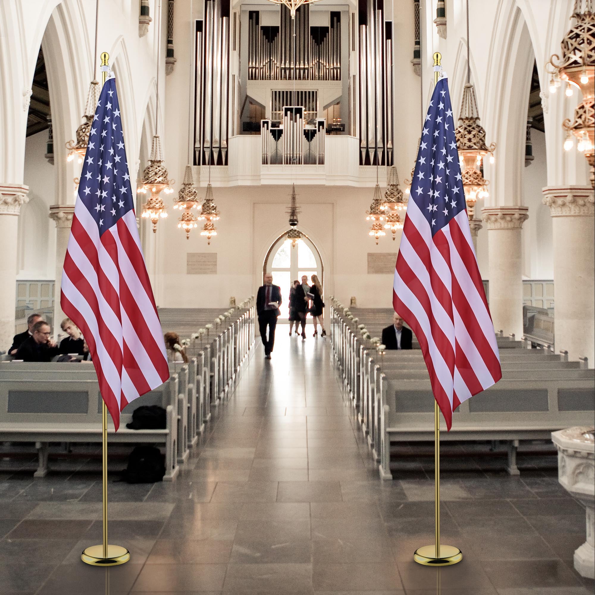 Yescom 8FT Sectional Indoor Flag Pole Kit Aluminum Gold Pole Yescom 8FT Sectional Indoor Flag Pole Kit Aluminum Gold Pole