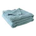 thumbnail image 2 of CHENjy Cotton Throw Blanket, Cooling Muslin Blanket for Adults, Pre-Washed Soft Blanket for Bed and Couch, All Season Breathable Blanket, 51.9" x 59", Sky Blue, 2 of 7