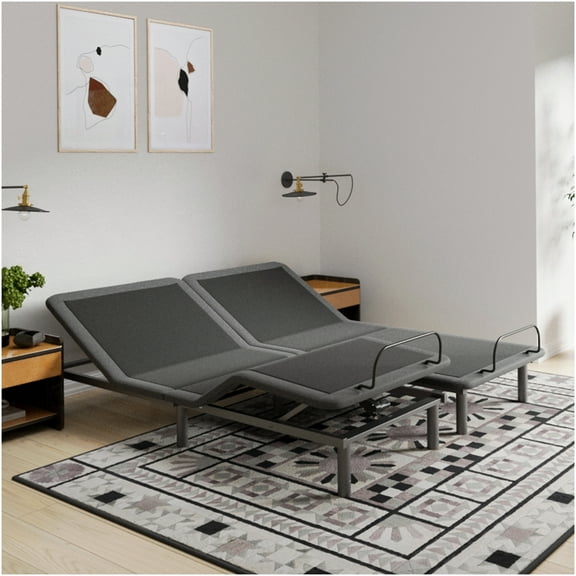 King Size Adjustable Bed Base with Voice Control, Wireless Charging, Zero Gravity, Dual Massage, 12 Inch Legs, No Tool Assembly, Flex Top, Metal Frame