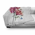 thumbnail image 3 of Watercolor Flowers Soft Flannel Fleece Throw Blanket, Vibrant Carnation Bouquet Surreal Spring with Butterfly Spring Buds, Cozy Plush for Indoor and Outdoor Use, 70" x 90", Multicolor, by Ambesonne, 3 of 6