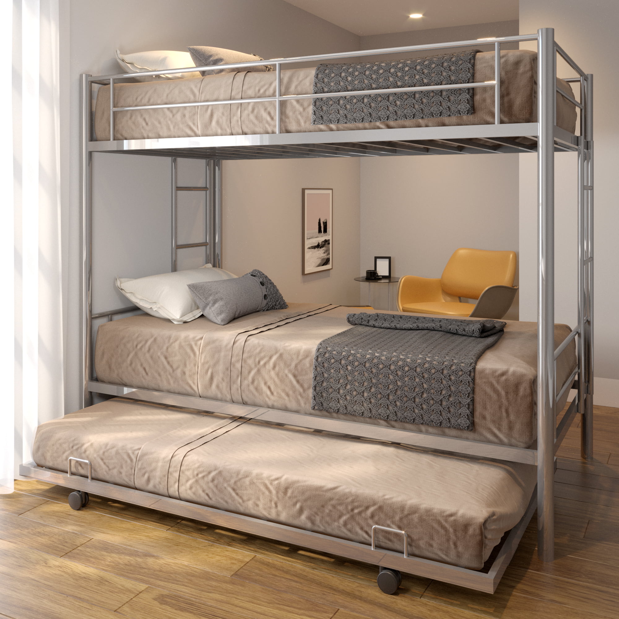 Metal Bunk Bed For Kids Twin Over, Space Saving Twin Xl Bed