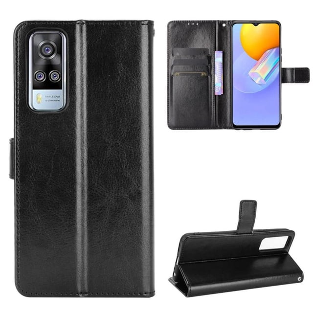 Funda tipo libro para VIVO Y51 2020, cartera todo‑en‑uno, funda multifuncional con tarjetero y correa de muñeca desmontable