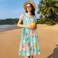 thumbnail image 4 of Disketp Elephant and Flowers para Vestido de Manga Corta para Mujeres, Vestidos de Verano para Mujeres, Casual y Holgado para la Playa, 4 of 6