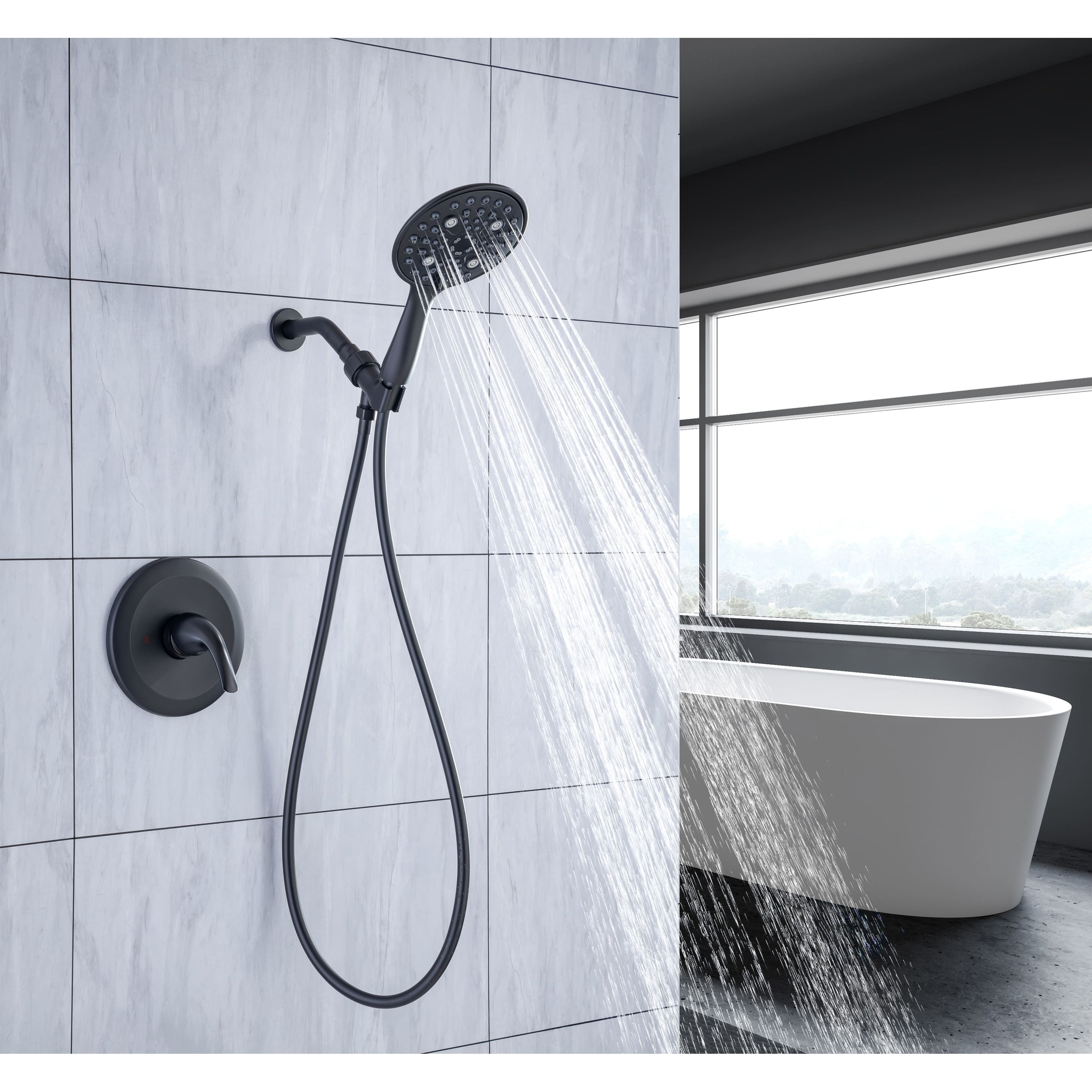 AWZTOO 6 Inch Detachable Handheld Shower Head Shower Faucet With