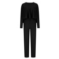 thumbnail image 4 of Usmixi Womens 2 Piece Outfits Womens Business Sets Fashion Irregular Cropped Pullover Tops and Mid Waist Suit Pants Lounge Sets Long Sleeve Shirt Casual Pocket Loungewear Sets on Sale, 4 of 5