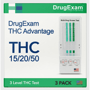 3 Pack - DrugExam THC Advantage Made in USA Multi Level Marijuana Home Urine Test. Highly Sensitive Marijuana THC 3 Level Drug Test Kit. Detects at 15 ng/mL, 20 ng/mL and 50 ng/mL