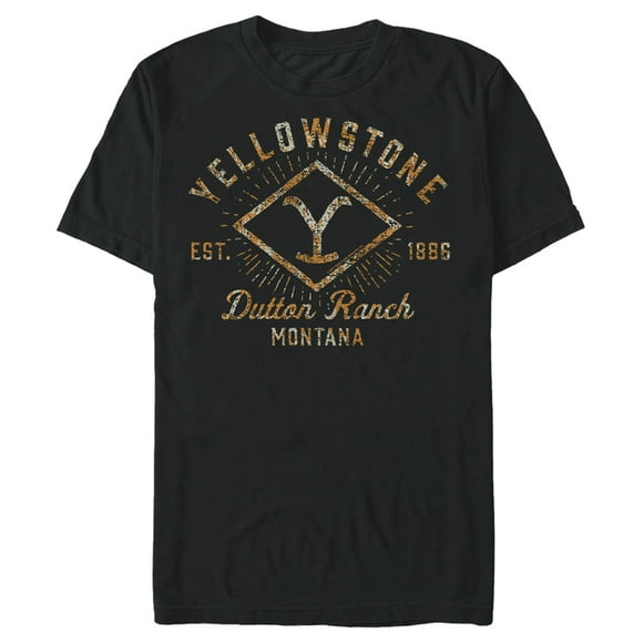 Yellowstone Rouillé Dutton Ranch Marque Logo Est 1886 T-Shirt pour Hommes - Black - Grand