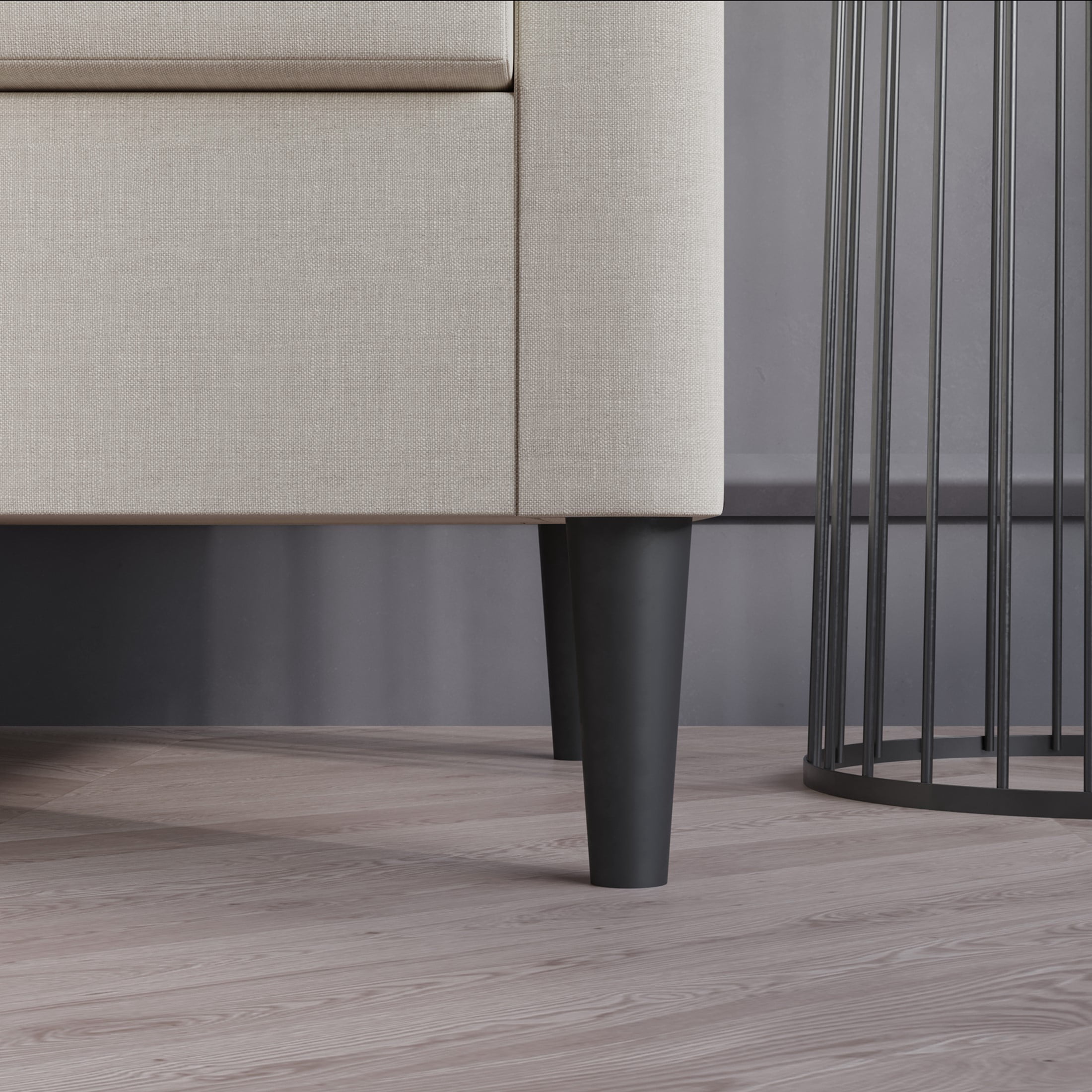 Castle Place Elegant Upholstered Linen Accent Chair with Stool, Warm Grey