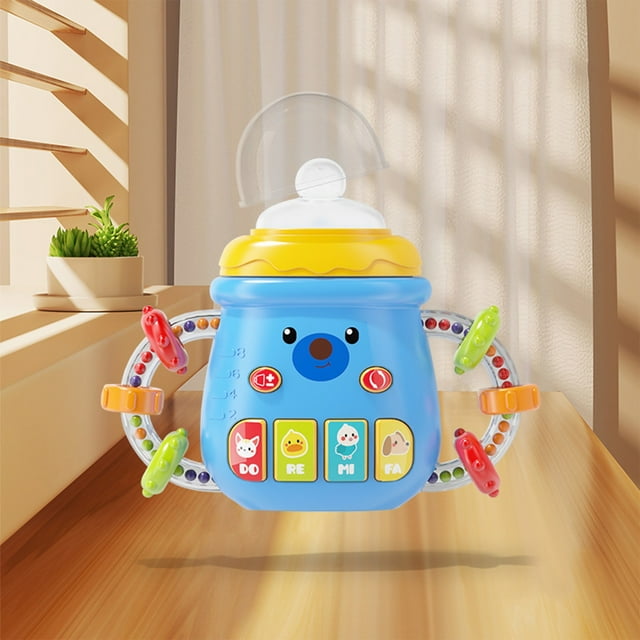 Sonajero sensorial relajante para biberones con luz y música | Mordedor para aprendizaje temprano y juego relajante | Juguete multisensorial de desarrollo para bebés y niños pequeños