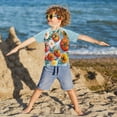 thumbnail image 3 of FORMRS Boys Rash Guard with Short Sleeves UPF 50+ Swim Shirts Sizes 3-12T, Watercolor Tomatoes, 3 of 6