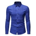 thumbnail image 2 of Camisas s Para Hombre Slim Fit Moda para hombre Color Impreso Blusa Casual Manga larga Camisas delgadas Tops (Blue, M), 2 of 4