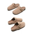 thumbnail image 2 of Unisex Boston Soft Footbed Clog Cow Suede Leather Clogs, Cork Clogs Shoes for Women Men Tan, 2 of 13