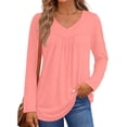 thumbnail image 3 of Fantaslook Womens Tops Dressy Casual Pleated Blouses V Neck Long Sleeve Shirts Fall Tunic Tops, 3 of 8