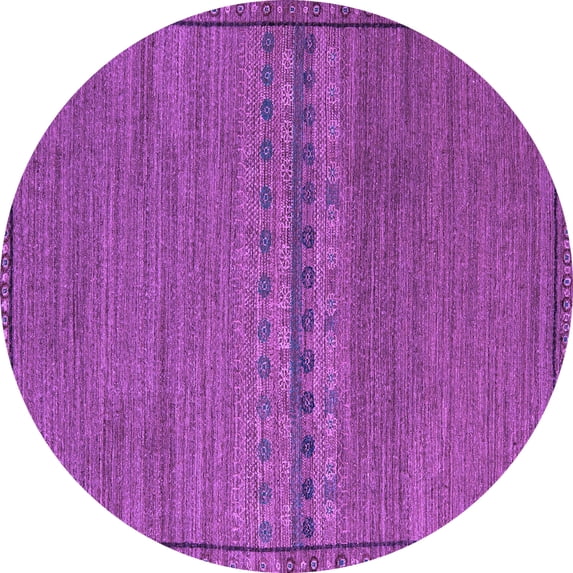 Ahgly Company Machine Washable Indoor Round Abstract Purple Modern Area Rugs, 6' Round
