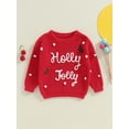 thumbnail image 4 of Aojekbee Baby Girl Christmas Sweaters Classic Long Sleeve Letter Embroidery Knit Pullover Toddler Fall Tops, 4 of 10