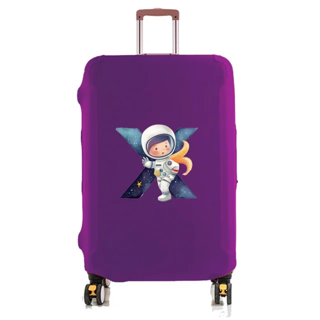 Travel Luggage Cover Baggage Suitcase Protector Washable Reusable Dustproof Scratch-proof Suitcase Cover Astronaut Print Pattern 8astronaut letterX S
